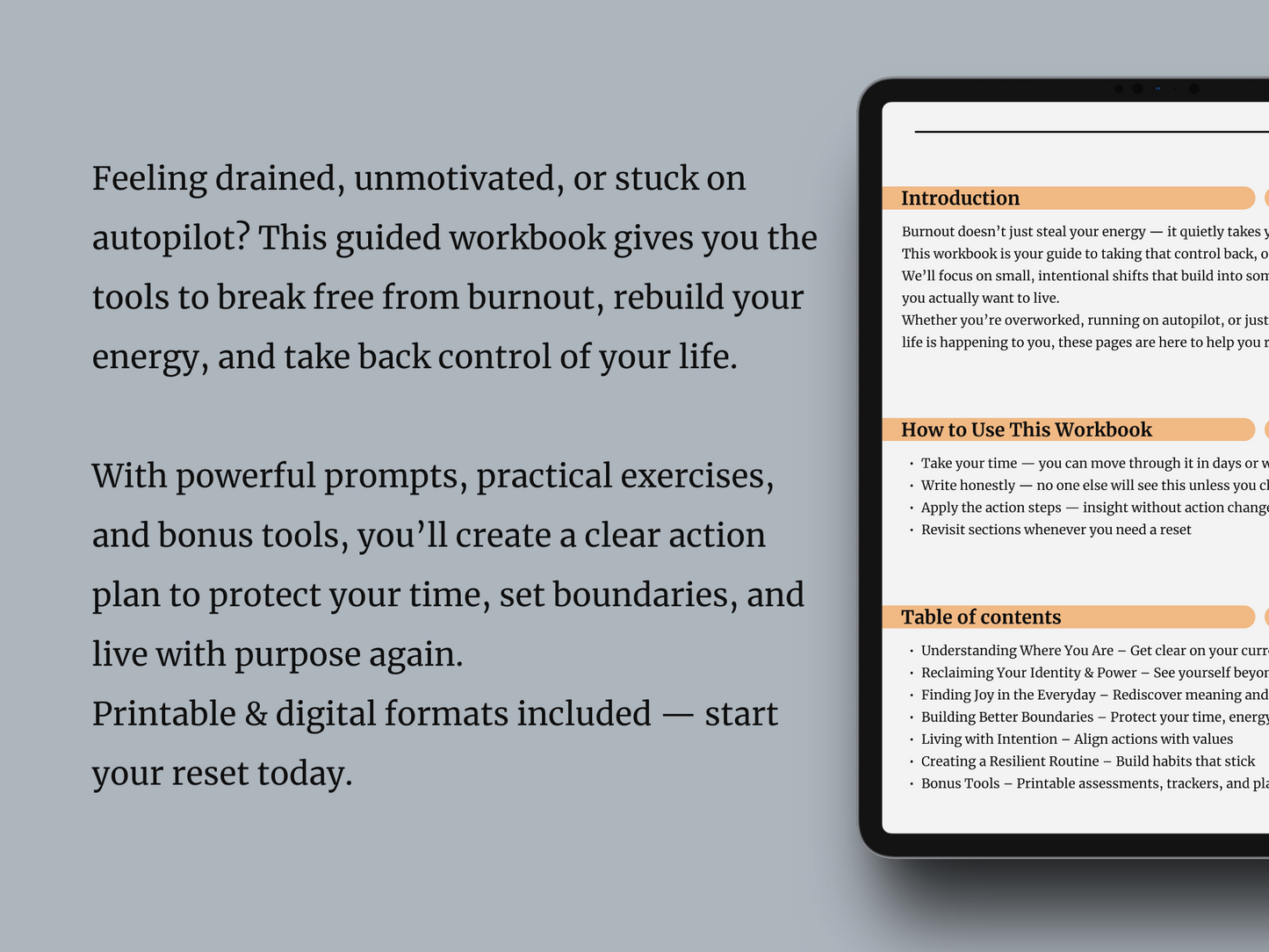 Back in Control: A Guided Workbook to Reclaim Your Life and Energy