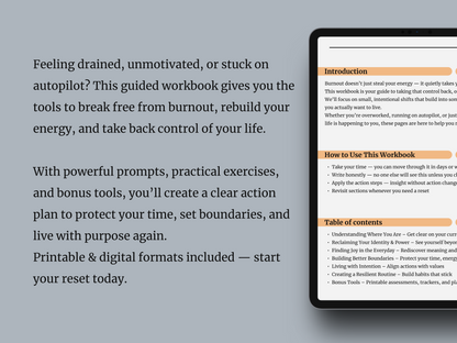 Back in Control: A Guided Workbook to Reclaim Your Life and Energy